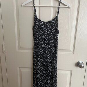 Brandy Melville Navy Midi Floral Dress With Tie Back Closure (XS/S)